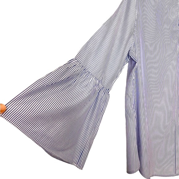 Apt. 9 Embellished Bell Sleeve Blue & White Stripe with Pearls Small - Picture 6 of 15